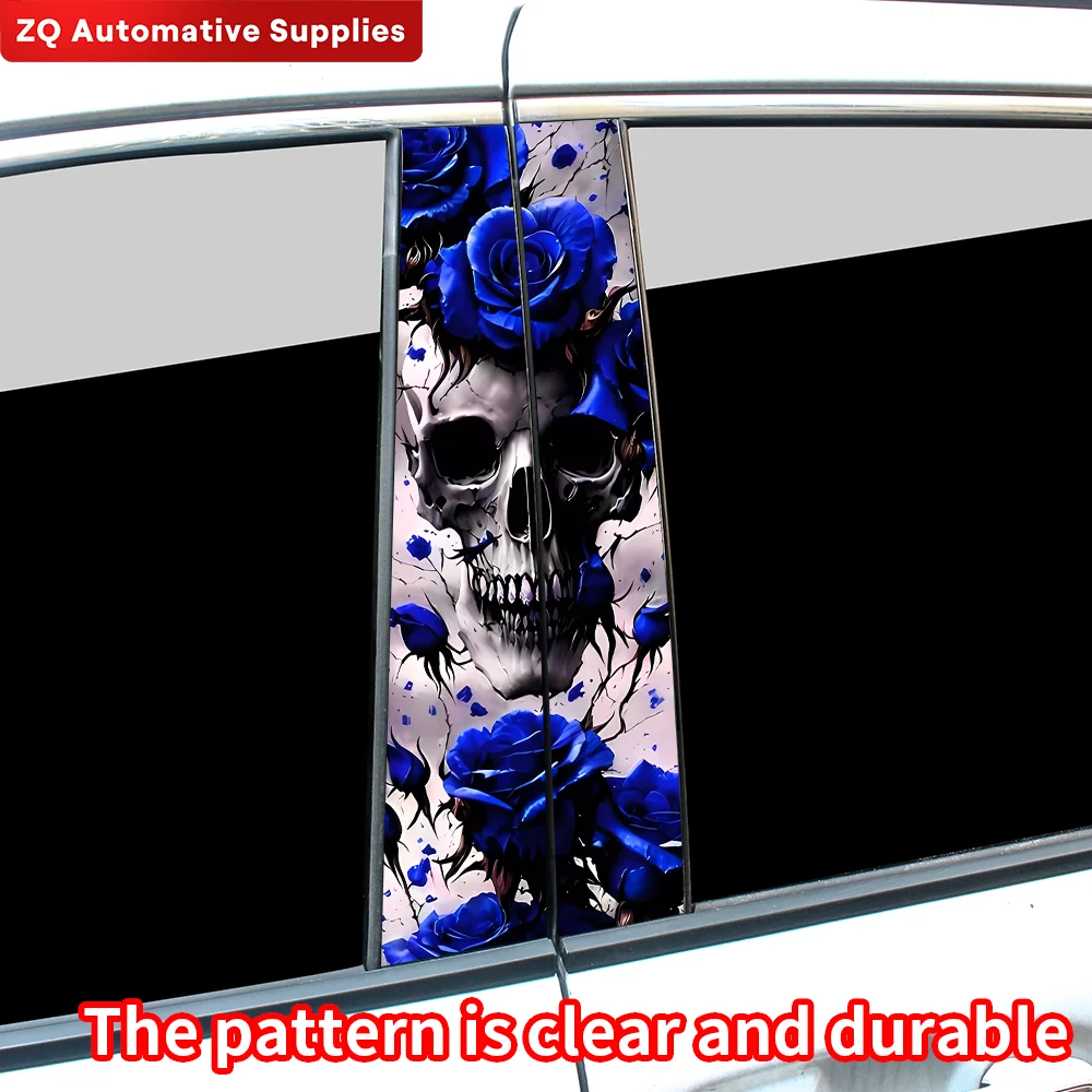 Skull and Rose Car Stickers Auto B Pillar Waterproof Funny Decoration Cover Scratches Sunscreen Car Doors Pillar Vinyl Decals