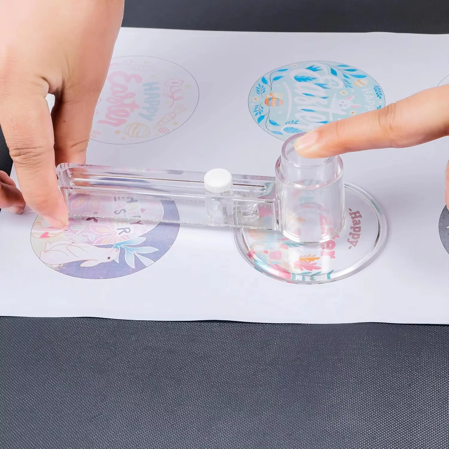 2Pcs Set 32mm/58mm Clear Adjustable Circle Paper Cutter, Round Circular Cutter Tool for DIY Crafts, Badge Button Maker, Scrapboo