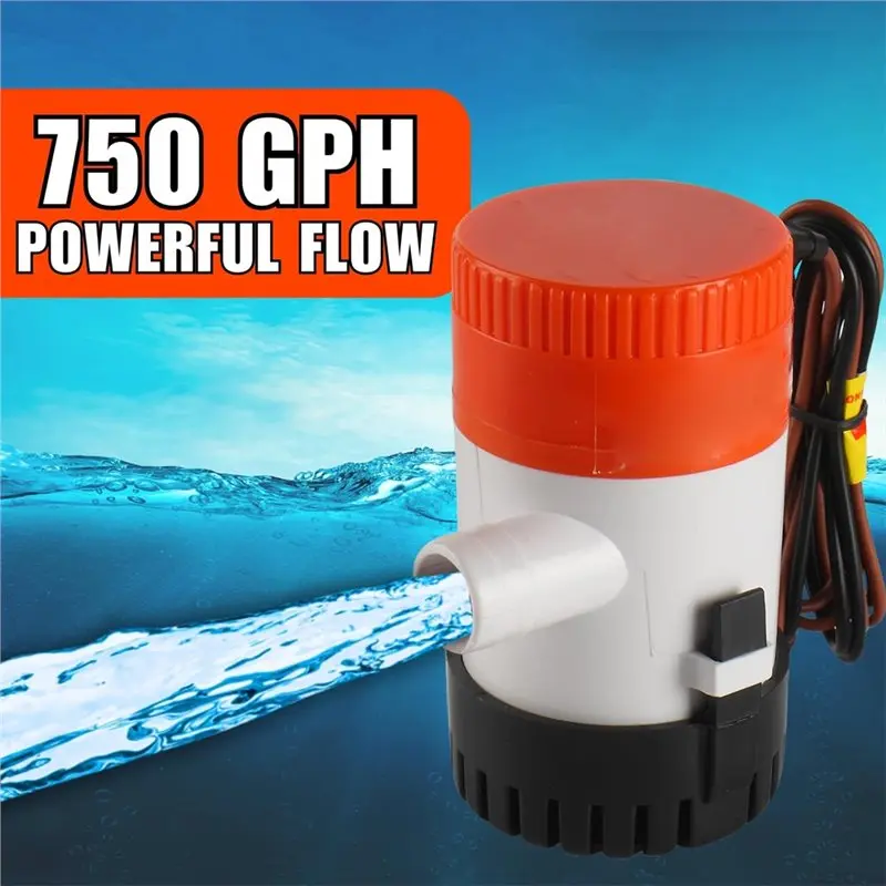 For Aquarium Water Change Drainage Pump DC12V Marine Bilge Pump Submersible Yacht Vessel Cabin Fishing Boat