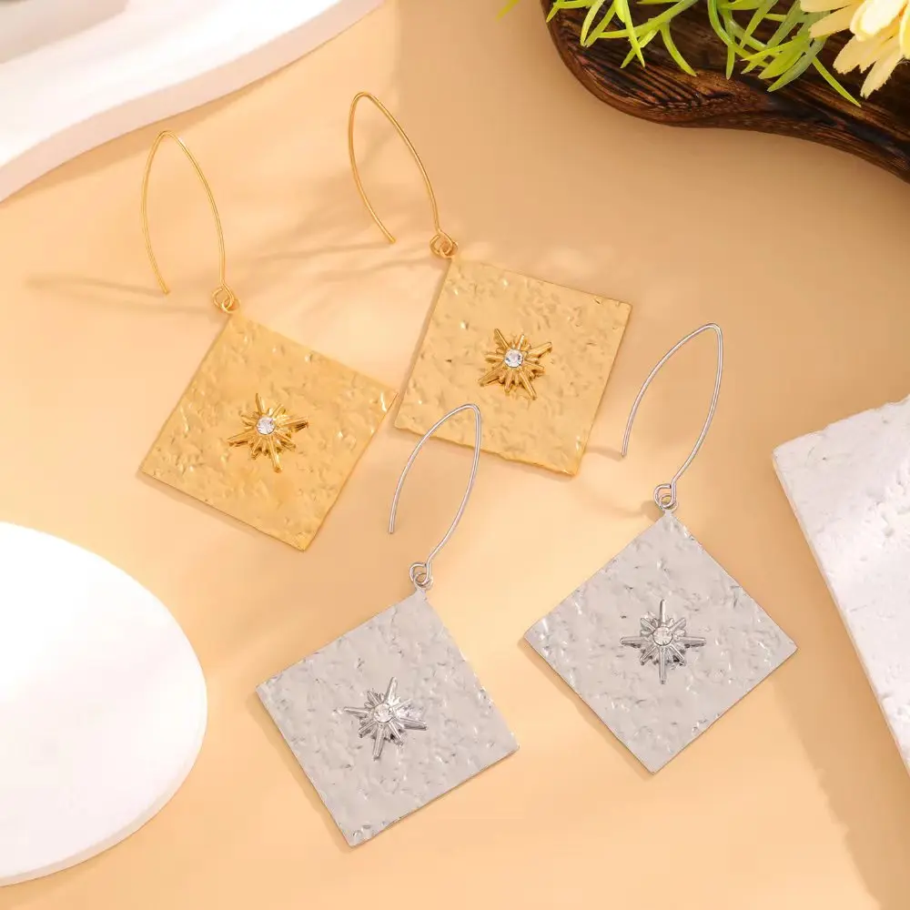 High-quality stainless steel square earrings Women\'s fashion Elegant Luxury Gold-plated Earrings 2024 New