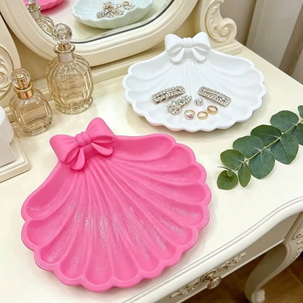 3D Printed 3D Printed Bow Storage Box Love Heart Shell Shape Desktop Organizer Trinket Dish Ring Holder Large Capacity Bowknot