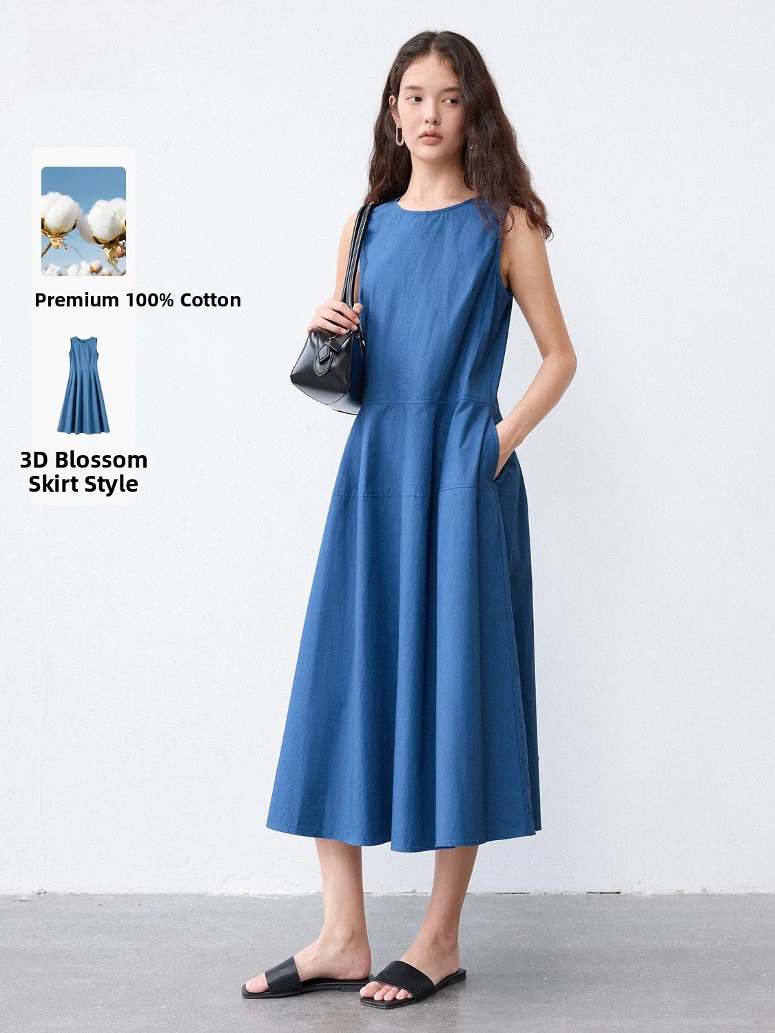

Pure Cotton round Ne Svel Dr Casual Commute Slimming Vest Skirt Summer New Sle Women's Dr Ci Commute