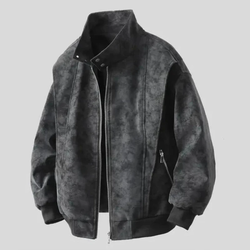 

Men's 2025 Autumn Jacket American Retro Baseball Collar Casual Loose Outerwear Versatile Mens Fashion Daily Zipper Wear Coat