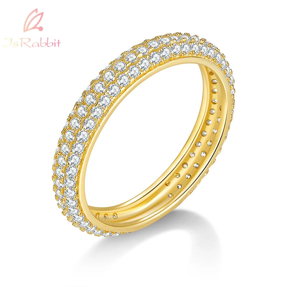 

IsRabbit 18K Gold Plated Sparkling GRA Moissanite Diamond Rings for Women Men Anniversary Gifts 925 Sterling Silver Fine Jewelry