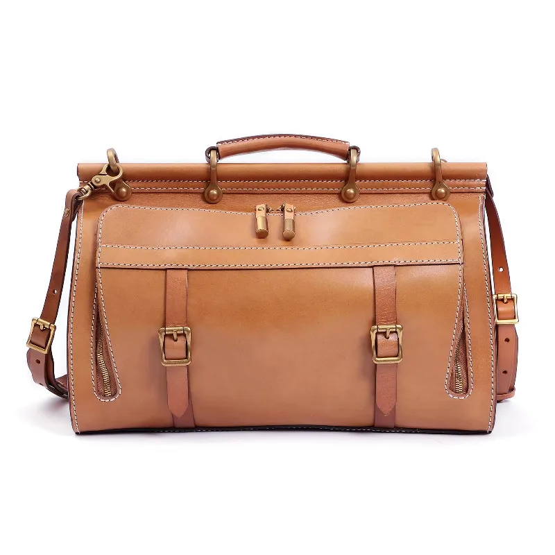 Large capacity leather travel bag waterproof sports gym travel bag vegetable tanned leather handbag