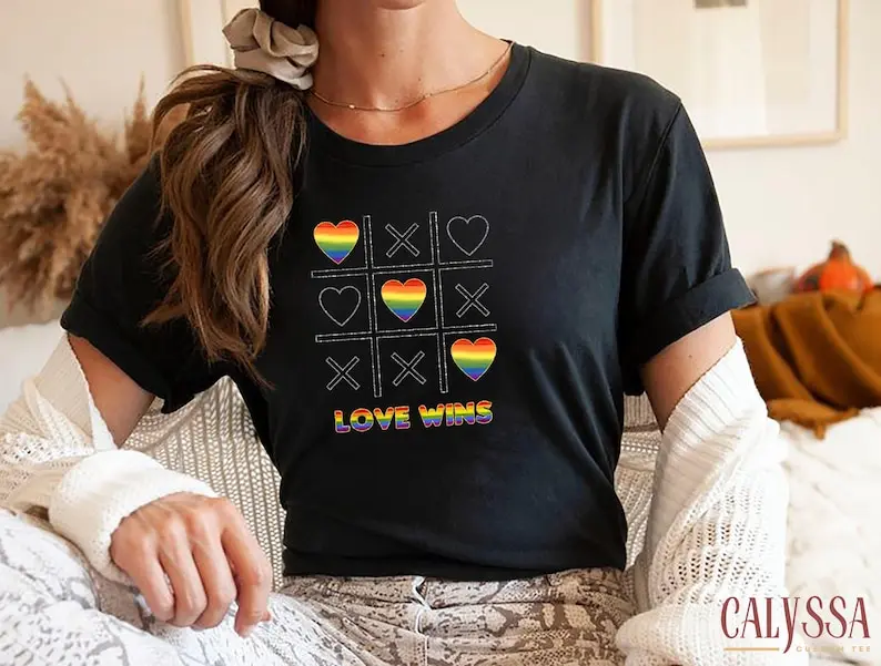 Love Wins Shirt, LGBTQ+ Rainbow Tic-Tac-Toe Pride , Pride Celebration Festival Tee, Lesbian Gay Pride Tee, Social Justice