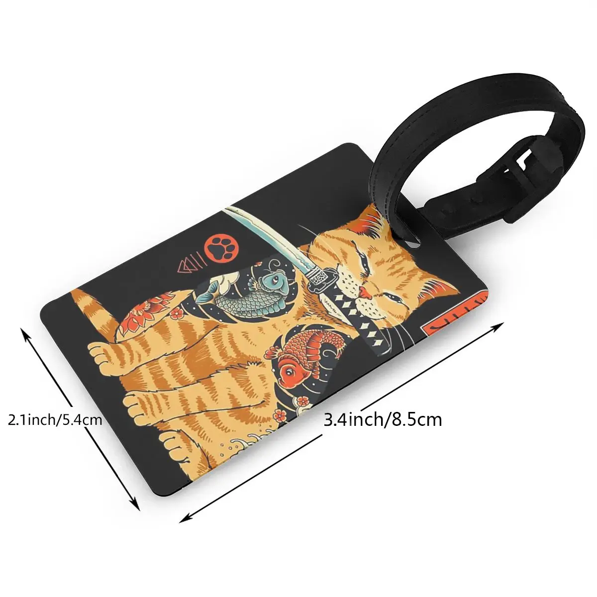 Catana Cats Retro Samurai Yakuza Holder Luggage Tags Suitcase Fashion Baggage Boarding Tag Portable Label Holder ID Name Address