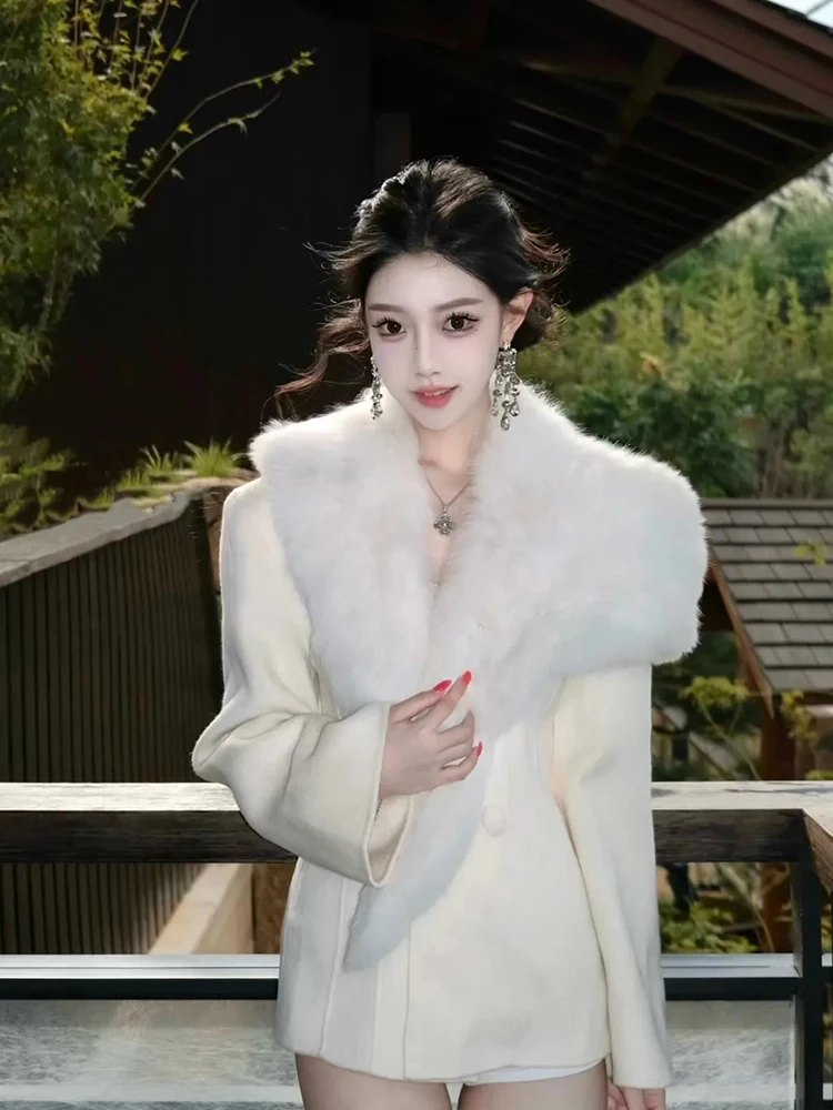 

Женское шерстяное пальто Pure Desire Sle с V-образным вырезом и завышенной талией, зимнее модное пальто из полиэфирного волокна для поездок на работу