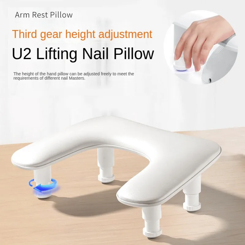 

Portable Adjustable Nail Art Hand Pillow Stand, Ergonomic Tilt Design PU Manicure Hand Rest Cushion for Salon Home Desktop Use