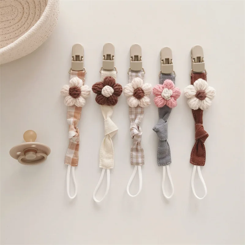 

Ins Style Baby Pacifier Clip Creative Woven Flower Pacifier Chain Newborn Pacifier Teething Anti Loss Rope Chain