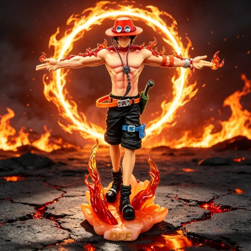 Figurki ONE PIECE 27 cm, Figurka Ace z Płomieniami, Kolekcjonerskie Dekoracje, Artykuły Anime, Zabawka, Prezent, Prezent na Boże Narodzenie
