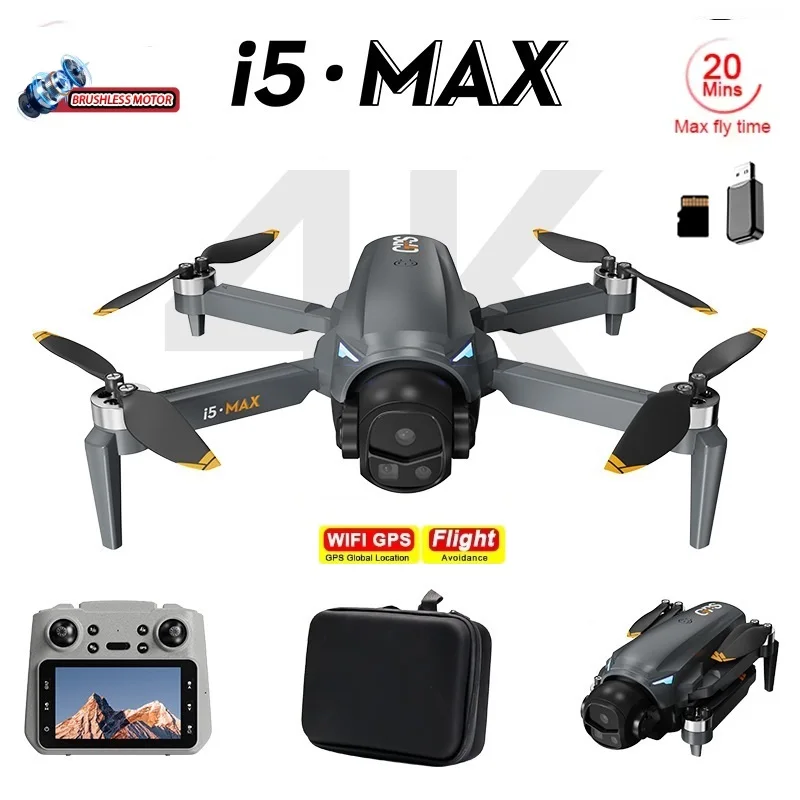 i5 MAX Drone Professional 4K HD Camera 5G WIFI GPS FPV UAV LCD Remote Control Brushless Quadcopter Fold Aerial Photography dron