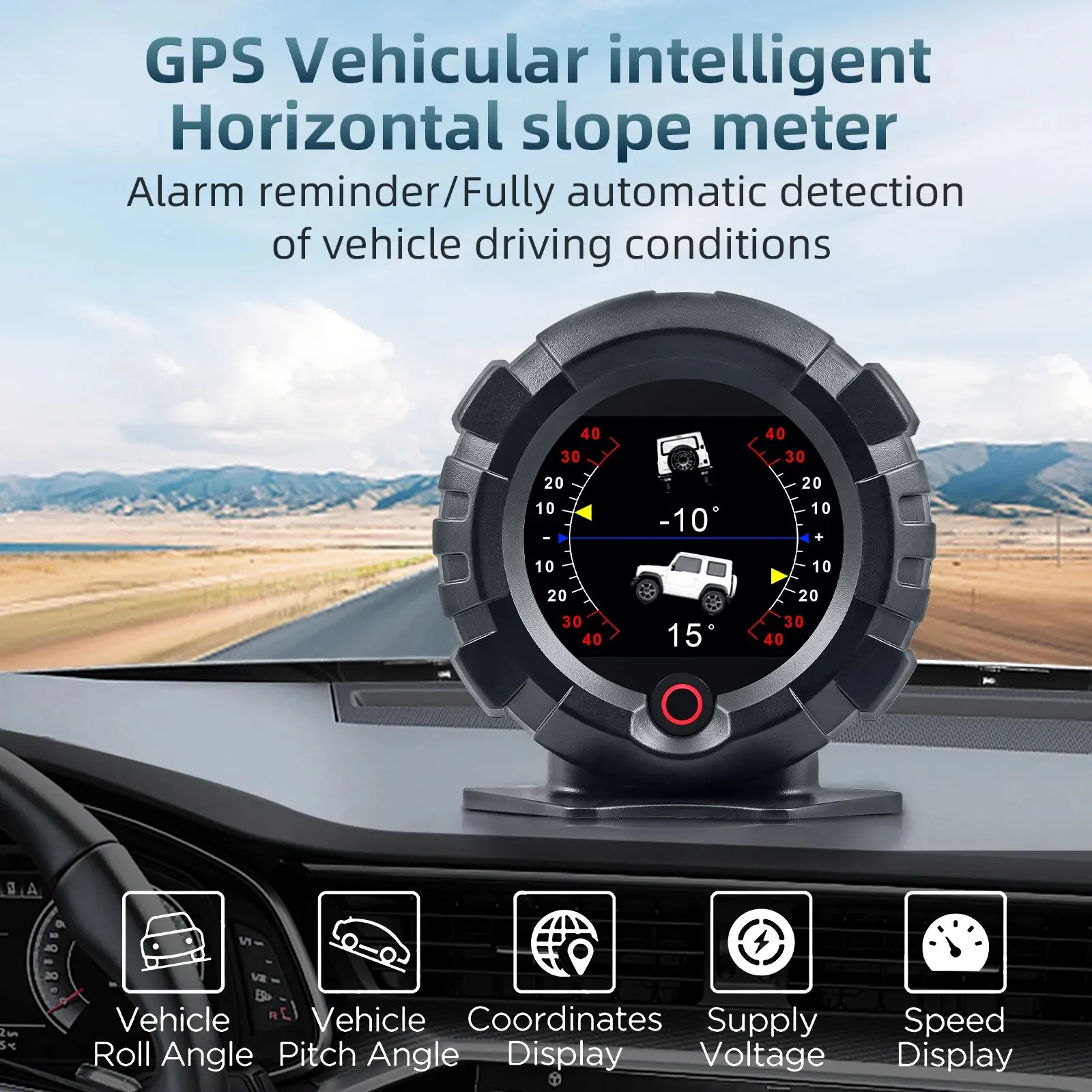 AD X95 Head Up Display GPS HUD Slope Meter Accessories HUD Auto Electronic Speedometer MPH KMH Speed Pitch Tilt Angle Altitude