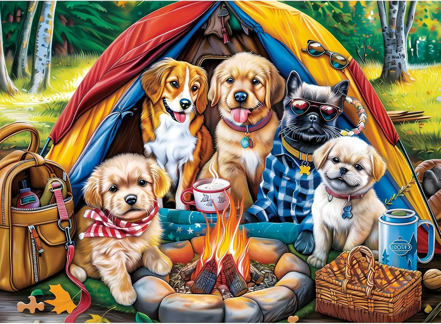 

1314/1000/520 Pieces Puzzles for Family Campsite Jigsaw Puzzles for Gameroom Bedroom Livingroom Challenging Family Activity Game