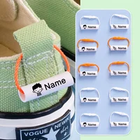 20 piezas colgante de anillo con nombre personalizado, zapatos de bebé, bolso escolar, taza, etiqueta de nombre para ropa, etiqueta colgante impermeable, cuerda, círculo de nombre de bebé para niños