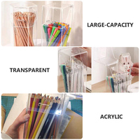 2 Pcs Pen Holder Acrylic Storage Box Transparent Desk ganizer Large Capacity Stationery Brush Lipstick Case Desktop