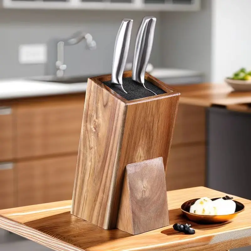 Household Acacia Mangium Knife Holder Knife Holder Solid Wood Knife Storage Rack  And Washable Free Slotting Tool Holder