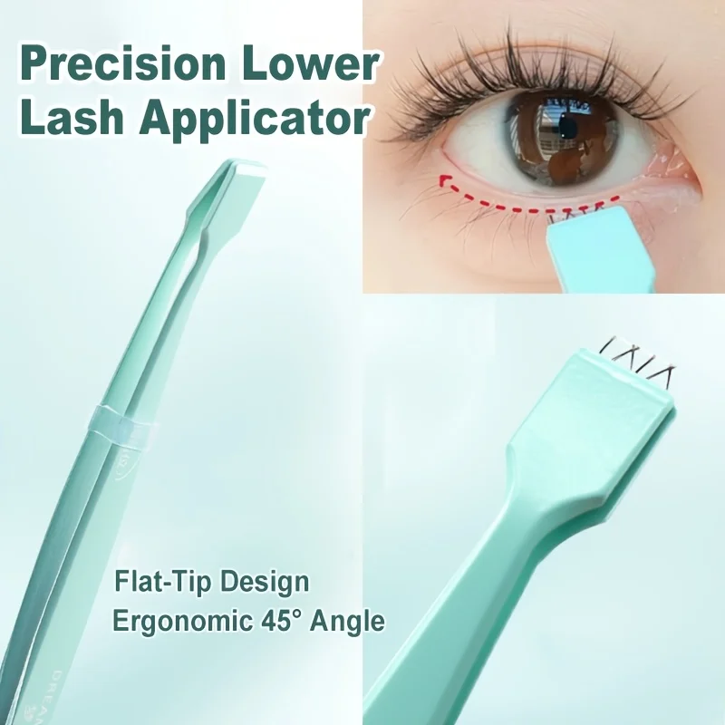 

Precision Lower Lash Applicator Beginner Eyelash Tweezers with Flat Wide Tips Premium Stainless Steel Lash Applicator Non-Slip