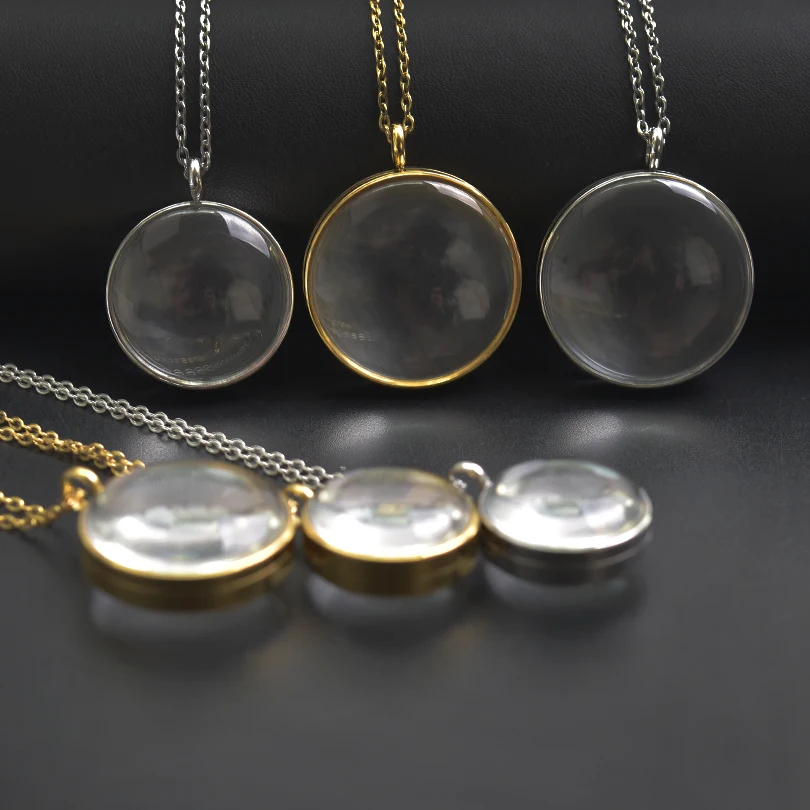 

Screw Floating Locket Charm Necklace Magnifier Stainless Steel Lockets For Women Men Accessories Fashion Jewelry DIY Coin Photo