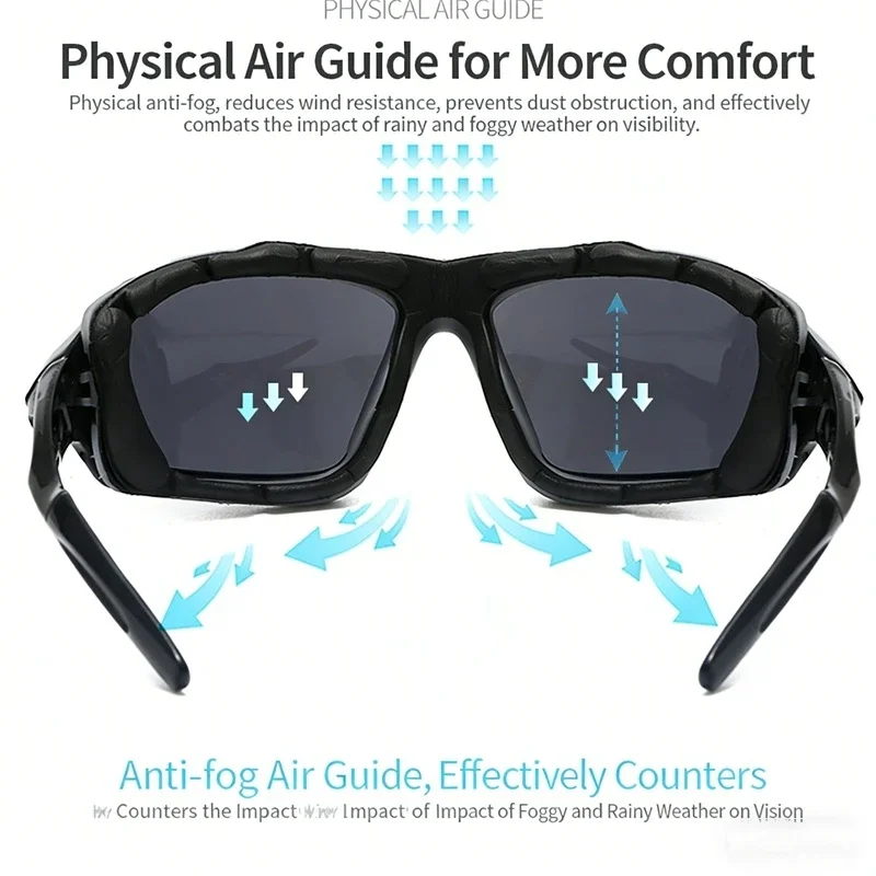 

Outdoor Windproof Sports Cycling Sunglasses with Foam Pads, Unisex UV Protection Sunglasses for Men Women