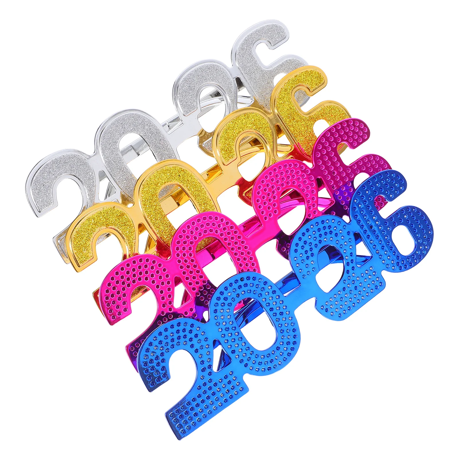 

4Pcs 2026 Eyeglasses Glitter Number Graduation Party New Year Photo Props Novelty Sunglasses 2026 New Years Glasses