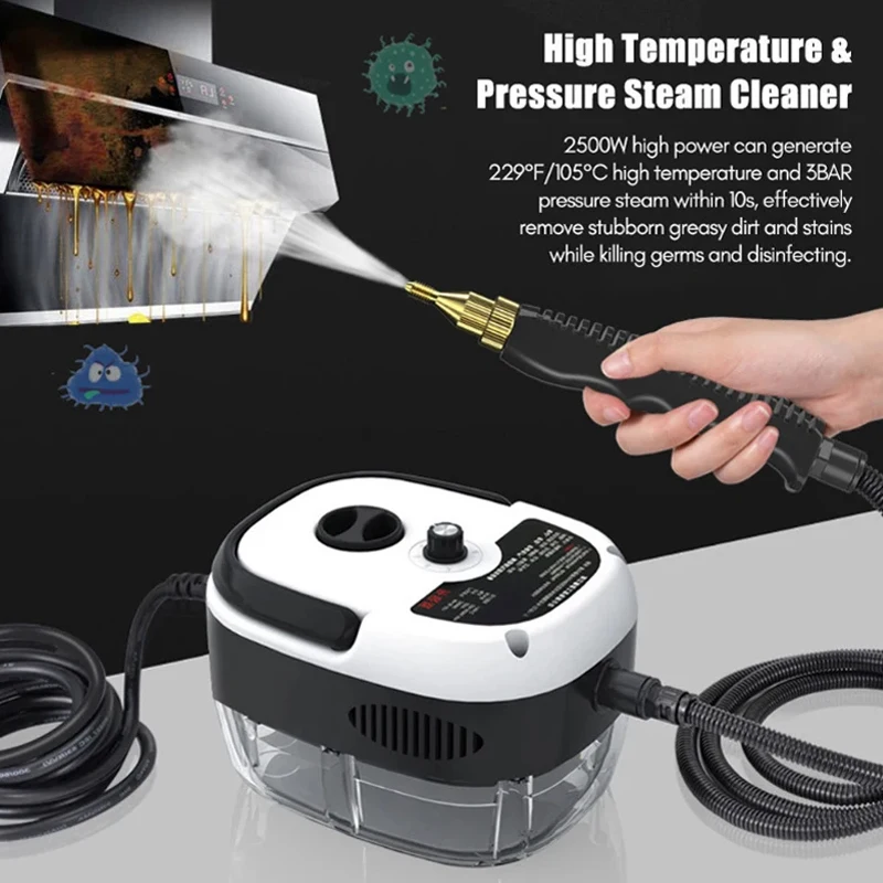 EU / US Plug 2500W Steam Cleaner High temperature Jet Washer Range Hood for Kitchen Air Conditioner Car Cleaning Machine