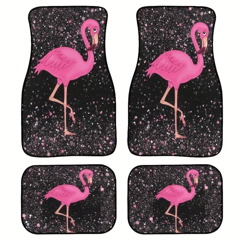 Flamingo-Themed Non-Slip Floor Mat Set • Durable Material • All-Season Vehicle Floor Protection • Fit for Front and Rear Floors