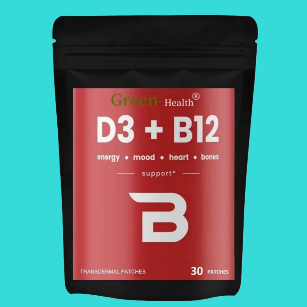 30 Vitamin D3 & B12 Patches: Transdermal Support for Natural Energy, Mood & Focus