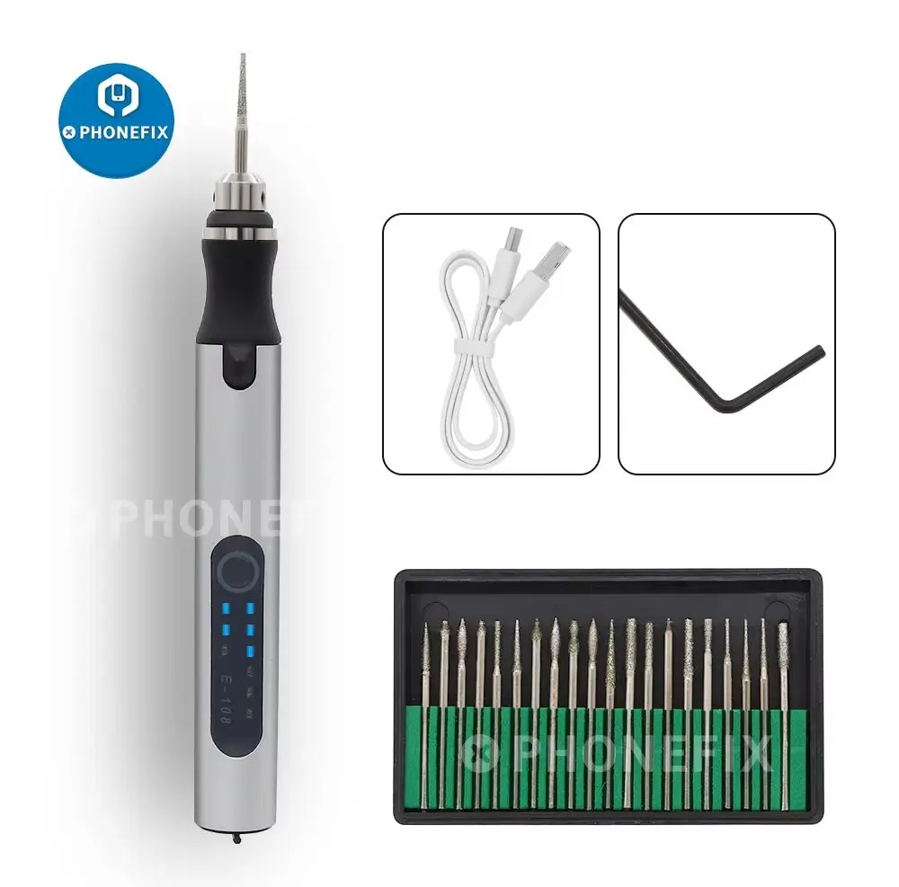 3 Speed 15000rpm E108 Mini Electric Grinder Cordless Grinding Machine Carving Engraving Pen Trimming Polishing Drilling Tool