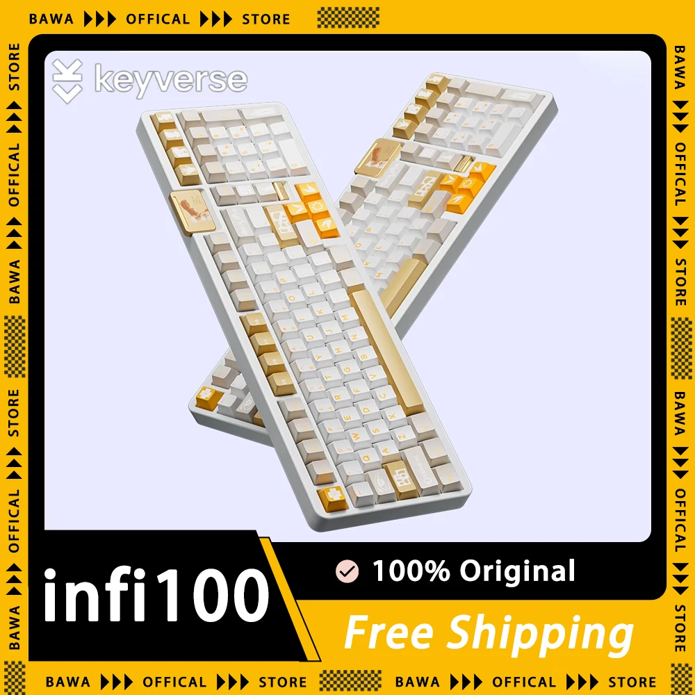 

Keyverse Infi100 Mechanical Keyboard Three Mode Aluminium Alloy RGB Hot Swap Gasket Leaf-spring Keyboard For Computer Desktop