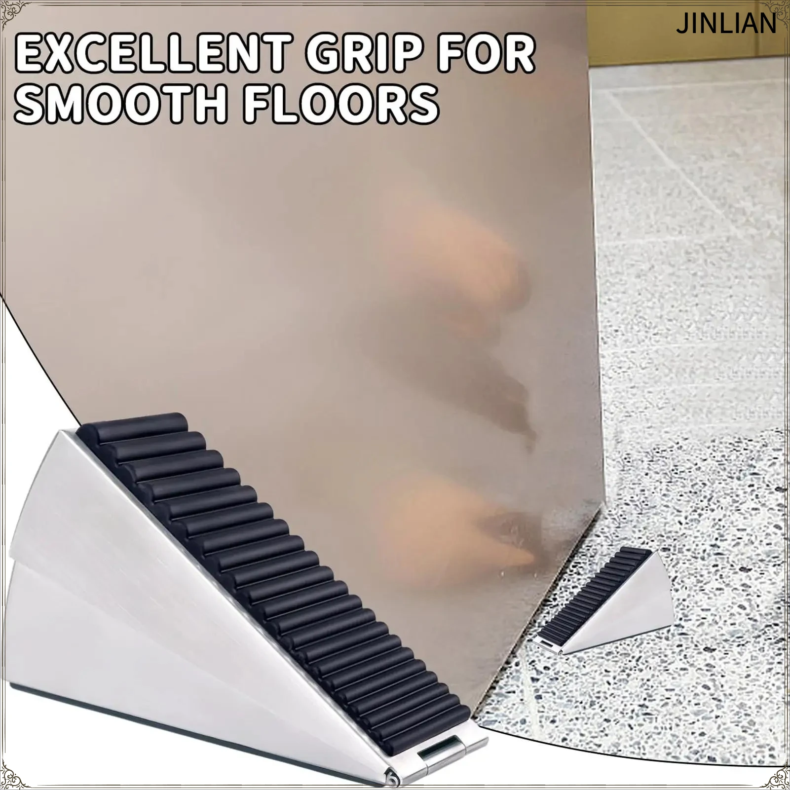 Heavy Duty Door Stopper Adjustable Spring Loaded Wedge Flexible for Bottom of Door Tall Non-Slip Door Stop for Home Office