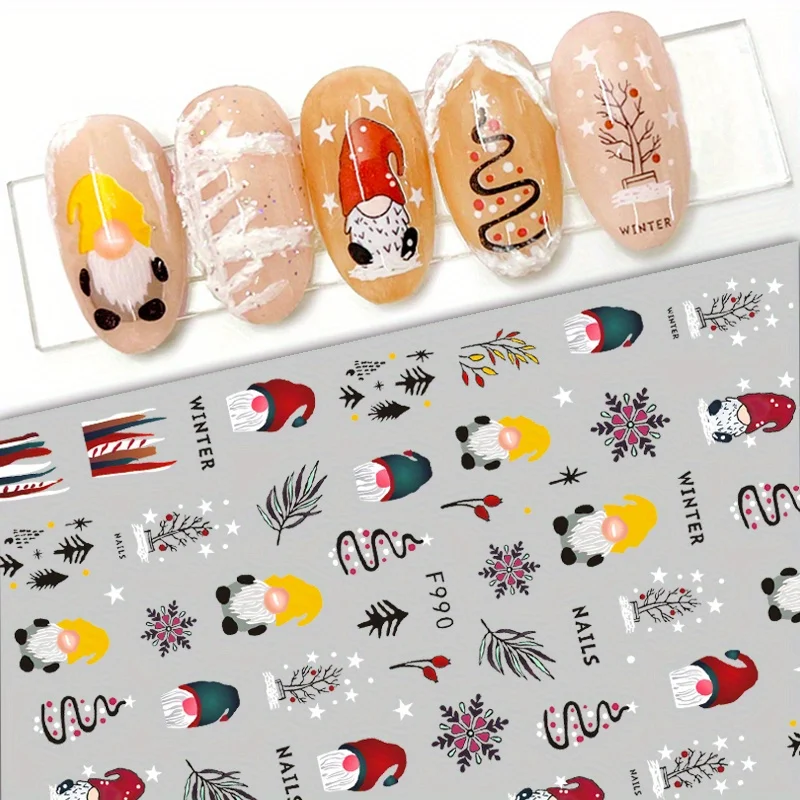 1PCS 3D Santa Claus Cartoon Nail Stickers Christmas Nail Art Supplies Snowman Snowflake Nail Art Decals Nail Parts Xmas  Gift