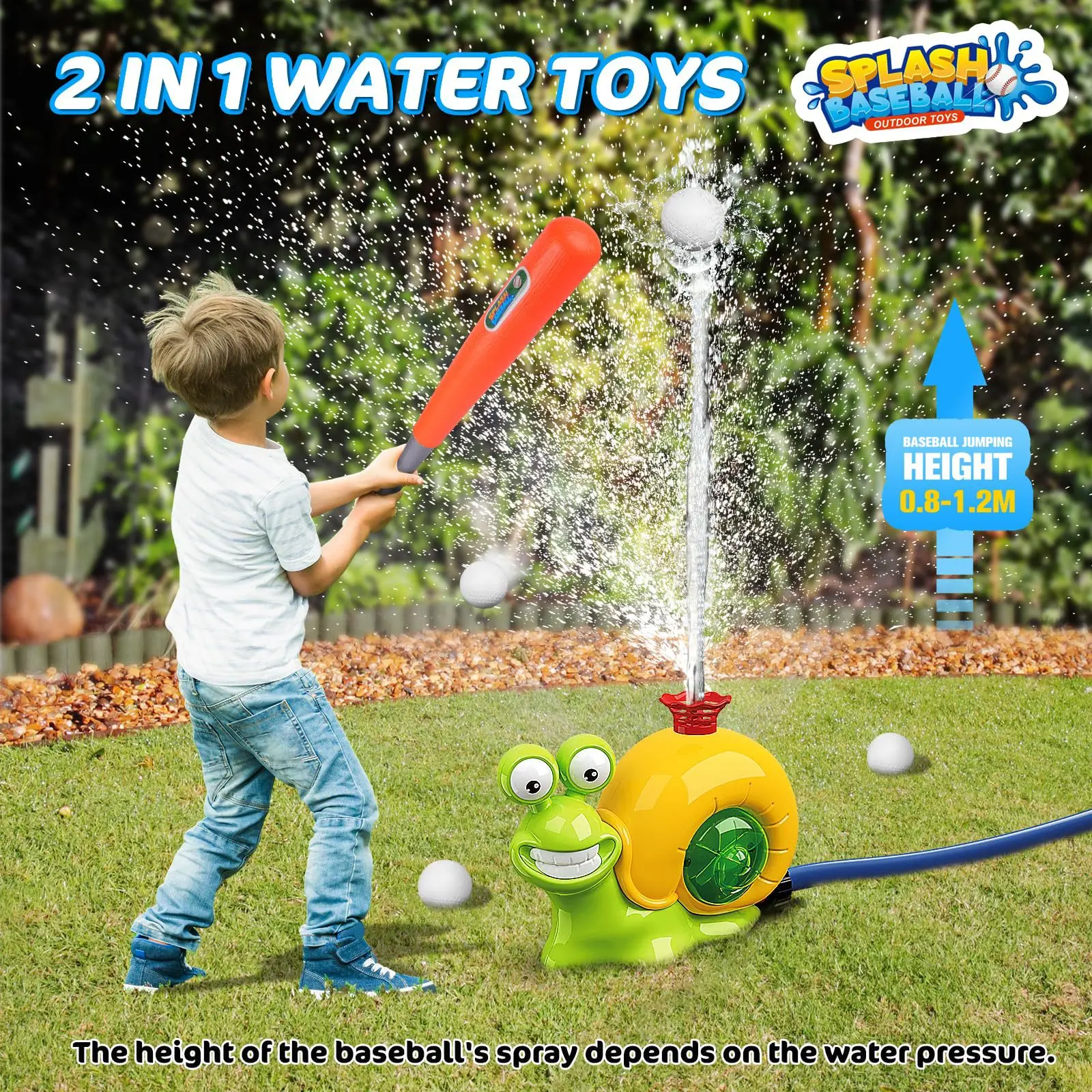 Aspersor de caracol con béisbol para exteriores, juguete interactivo para jugar al agua, Spinning, césped, padres e hijos, Verano