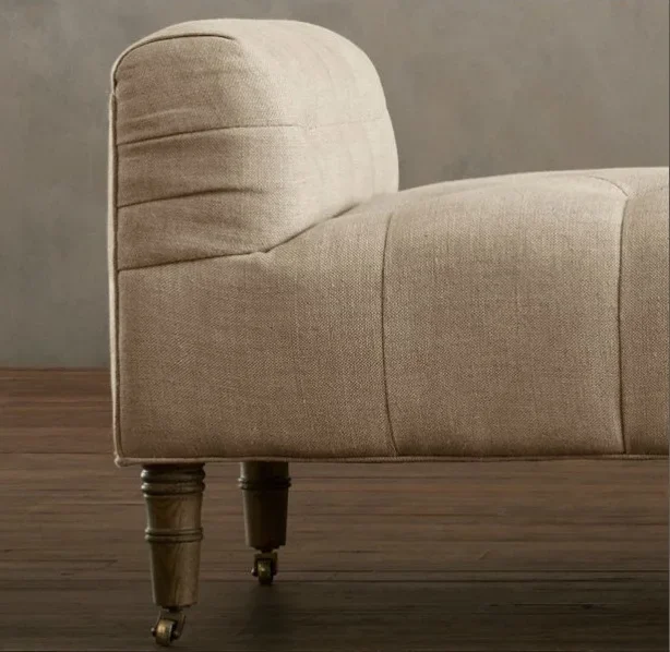 Original single furniture, American linen roller bench, French rural retro all-solid wood bedside stool
