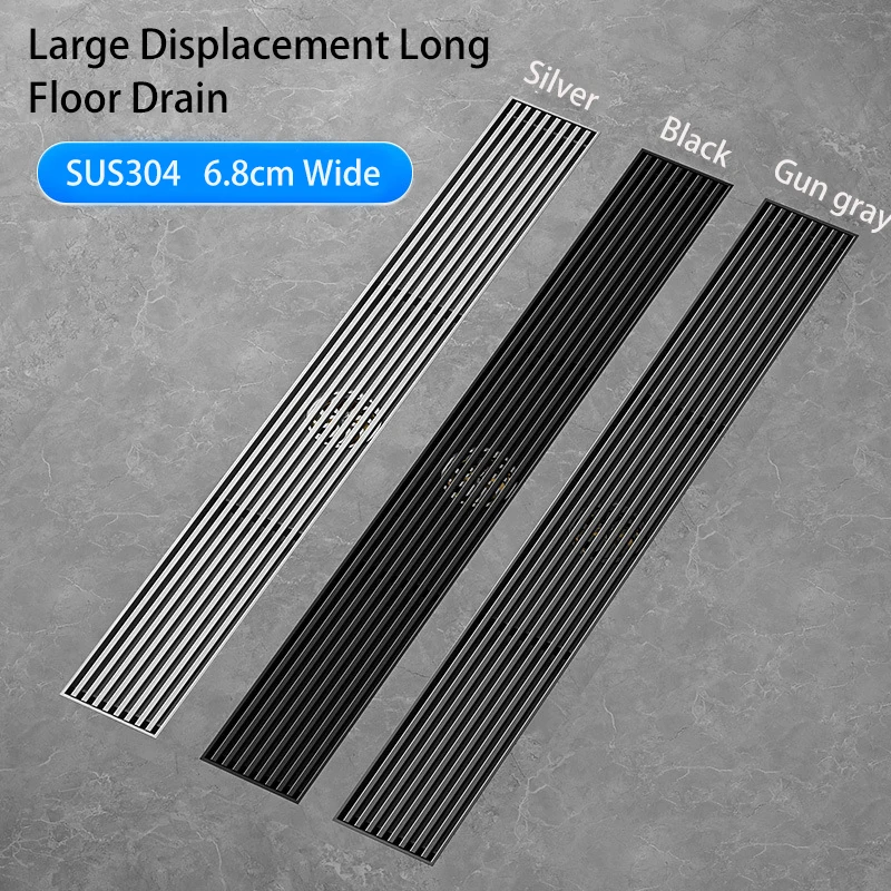 Thickened Deodorant Floor Drain 304 Stainless Steel Shower Room Rectangular Floor Drain Large Displacement Solid Copper Core