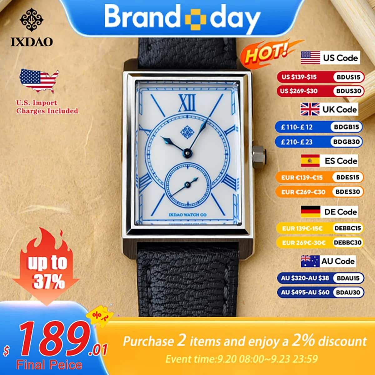 IX&DAO 2026 Nuevo Reloj Cuadrado de Cuarzo para Hombre, Acero Inoxidable de Alta Calidad, Cristal de Zafiro, Movimiento Suizo, 5 Bar, Reloj Neutral para Hombre