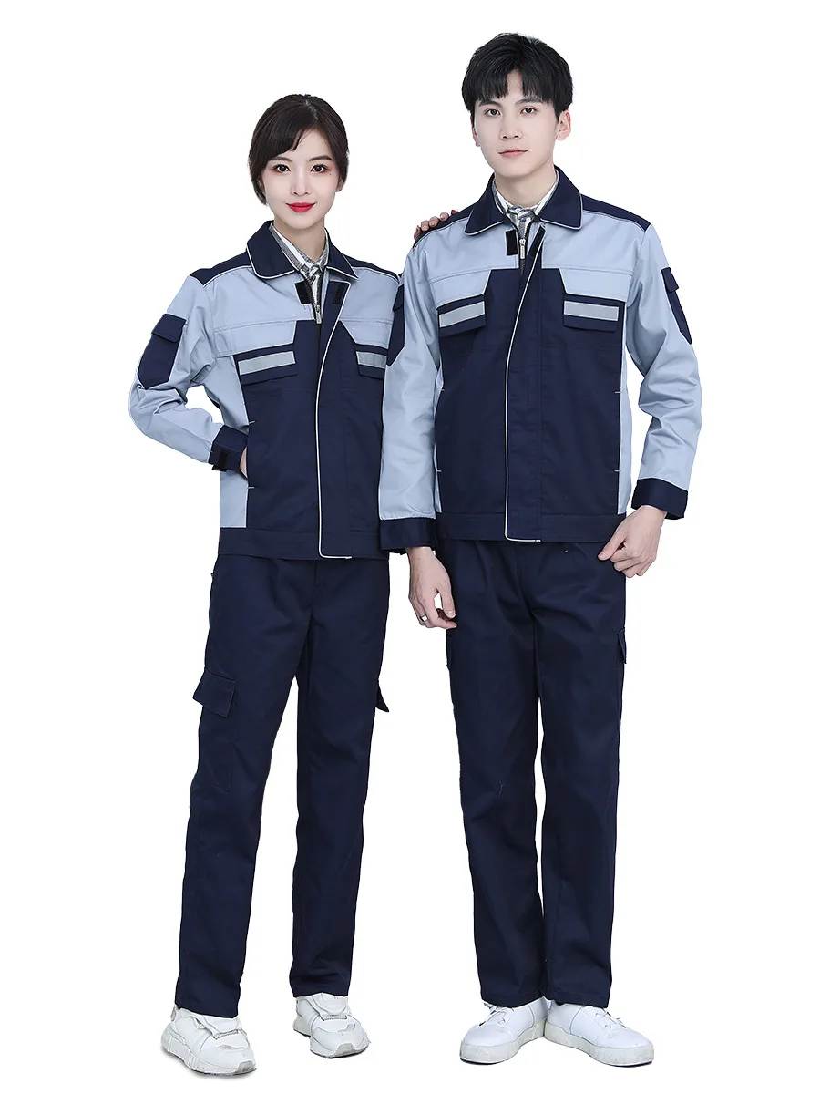 男性用安全作業服 反射ストライプ付き 工場作業用つなぎ服 耐摩耗性 機械溶接 道路作業員ユニフォーム