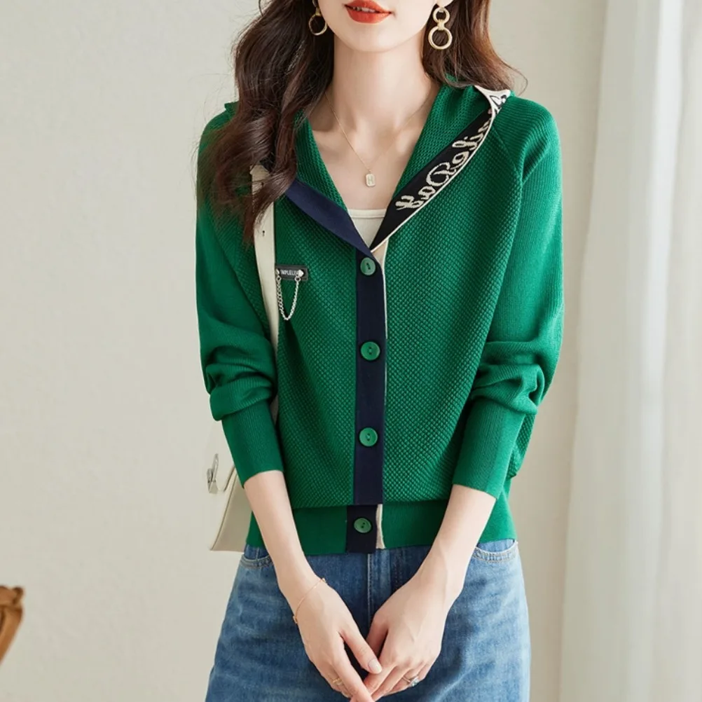 

Casual Knitted Woolen Cardigan with Hat ort Sle Batwing Sves Design Commute Sle Women's Faion Spring Autumn Season
