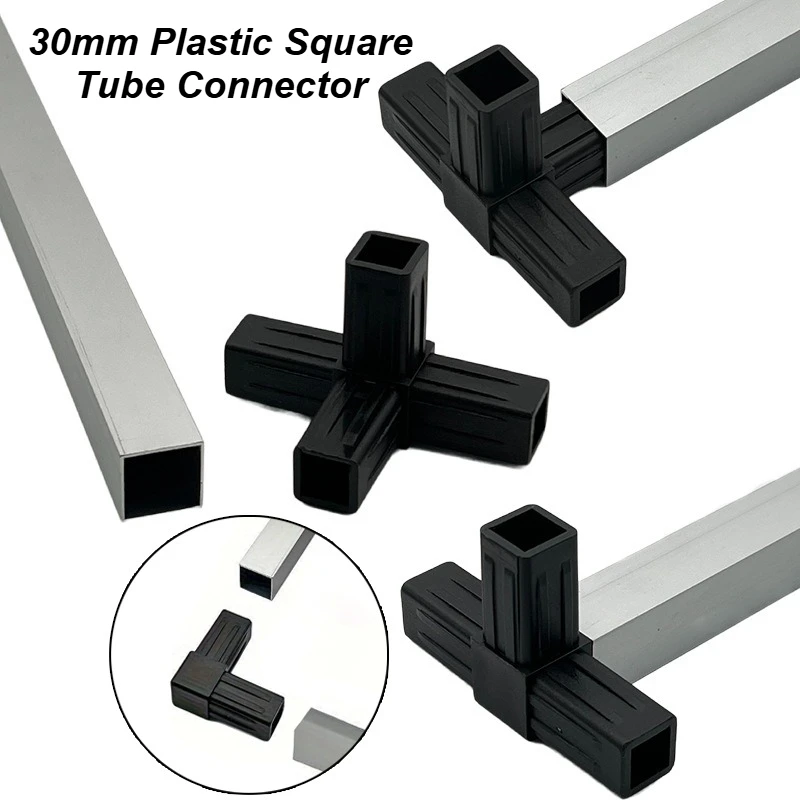 30mm Plastic Square Tube Connector 1/2/3/4-Way Pipe Fitting corner joint connector for shelf fence handrails Pipe Fix Connectors