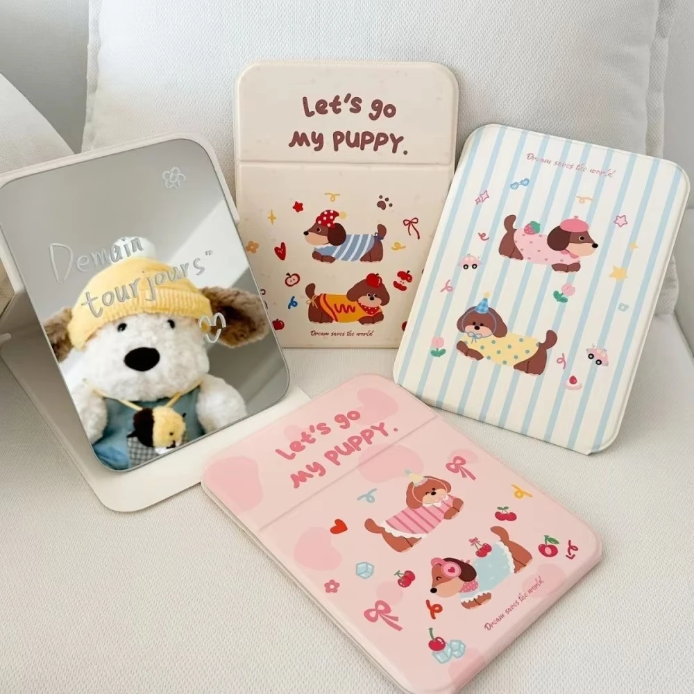 

Зеркало для макияжа для щенков, ручное складное настольное зеркало, кавайное настольное зеркало, декоративное для спальни, подарки для девочек