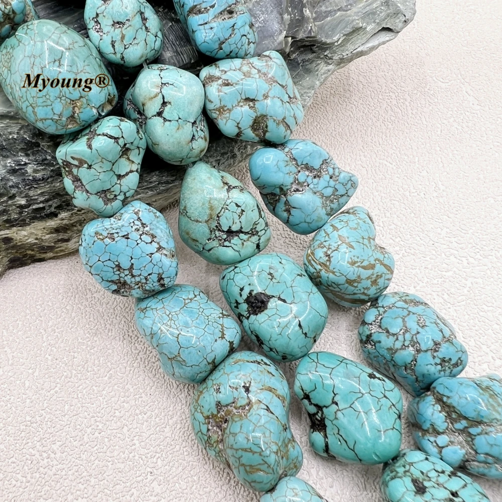 2Strands Irregular Large Natural Blue Turquoises Nugget Beads For DIY Jewelry Making MY230719