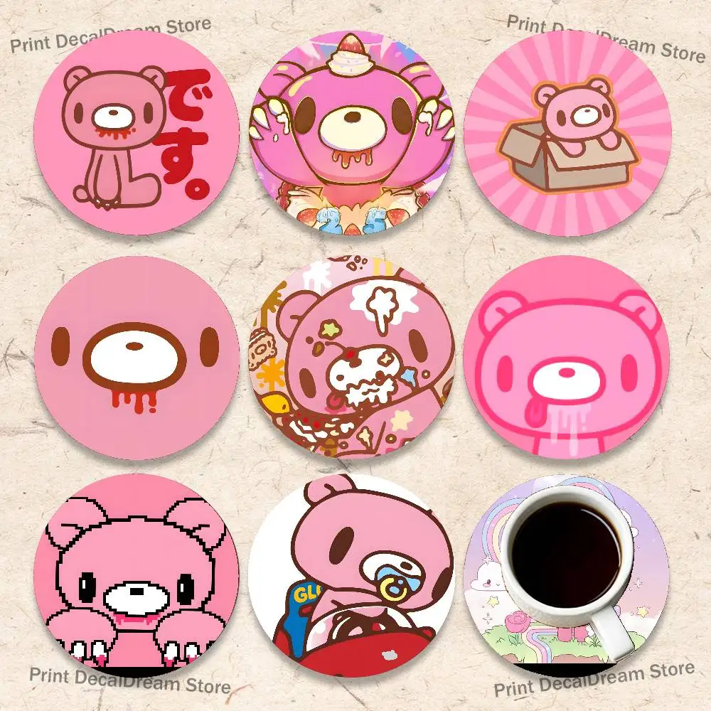 

Cute G-GloomyS Bear Round Coaster Non-slip table mat Insulated Coasters Kitchen Dining Room Tabletop Decor
