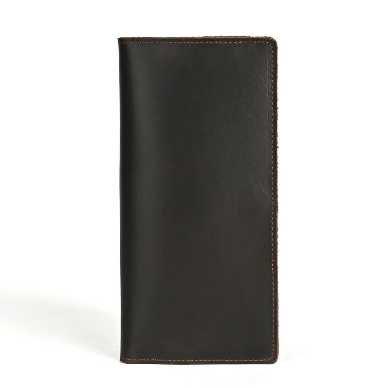 LD-Men's Retro Crazy Horse Leather Leather Long Wallet, Casual and Portable Multi Card Position Bull Pickup Bag