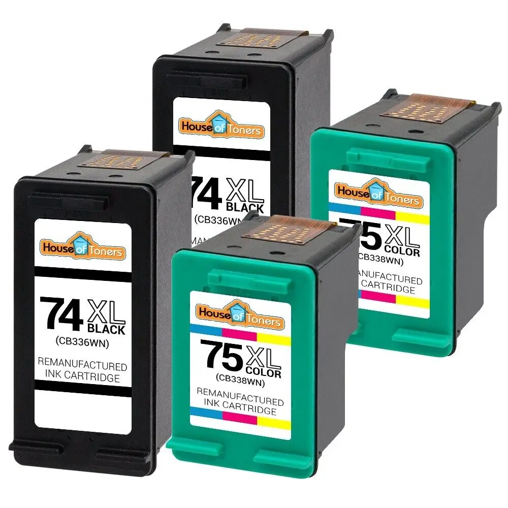 Encre pour HP Photosmart, 4 PK # 74XL CB336W & # 75XL CB338W, D5300 D5345 D5360 D5368