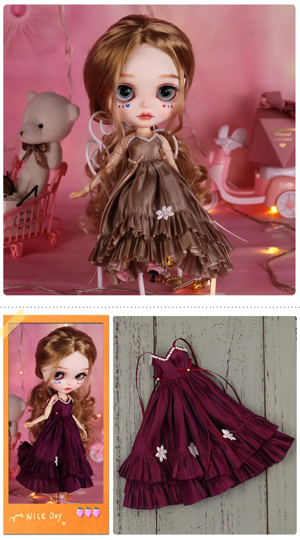 Outfits für Blyth Puppe Abendkleid Elegant Anzug 1/6 BJD ICY DBS ANIME GIRL OB24 – Detail 3
