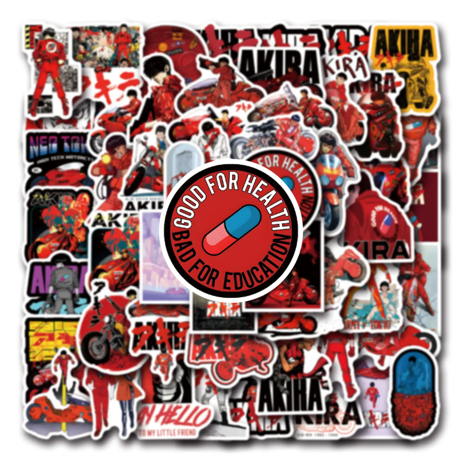 10/55 pçs anime akira adesivo dos desenhos animados graffiti decalque brinquedo presente personalizado decoração criativa scooter caso de telefone copo água mesa