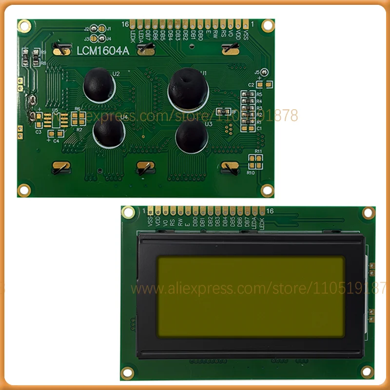 LCD1604A 16X4 characters 5V yellow and blue screen display LCM1604A font library 8.7cm*6cm