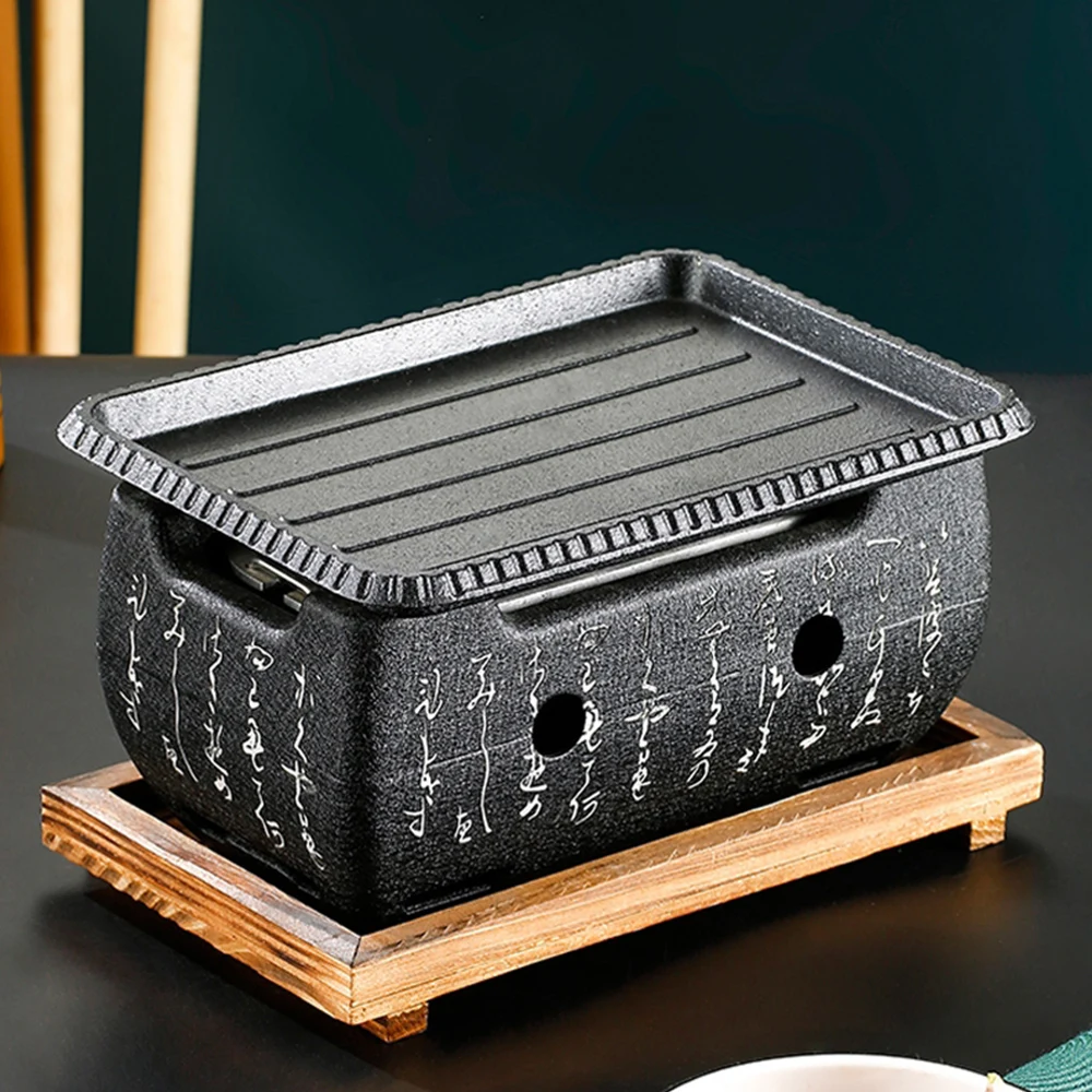 Barbecue Oven Outdoor Non-stick Barbecue Plate Kitchenware Japan Square Charcoal Grill Portable Barbecue Stove For Cooking Tea