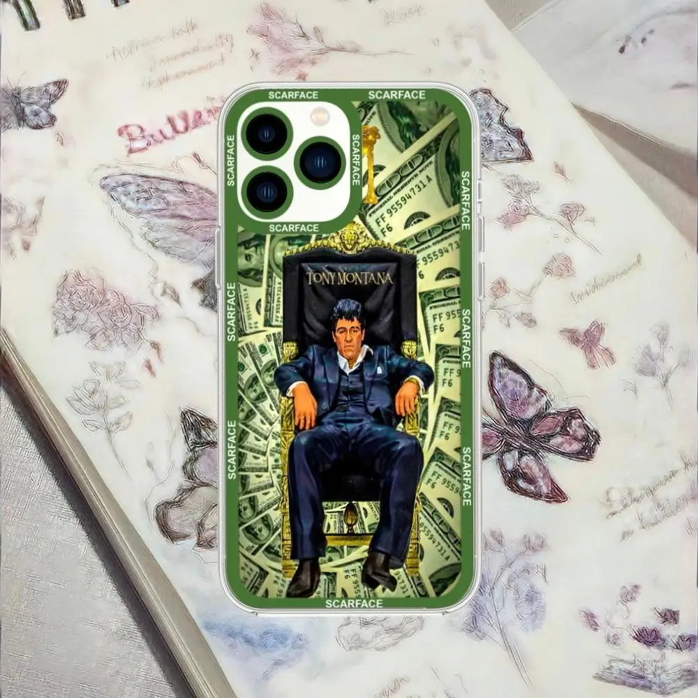 Film Scarface Tony Montana Phone Case For iPhone 13 14 15 Mini 11 12 Pro Max Transparent Shell