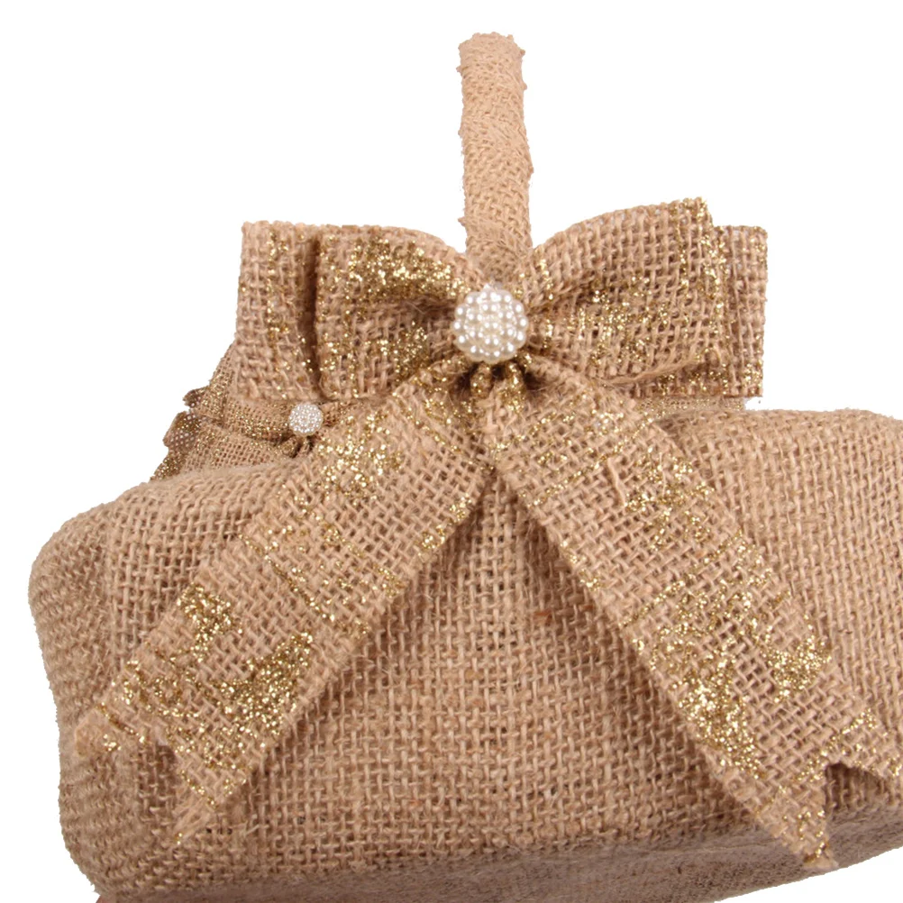 

12Pcs Burlap Ribbon Bows DIY Gift Basket Wrapping Wedding Car Home Decor Durable Burlap Bow Accessories Gift Bows